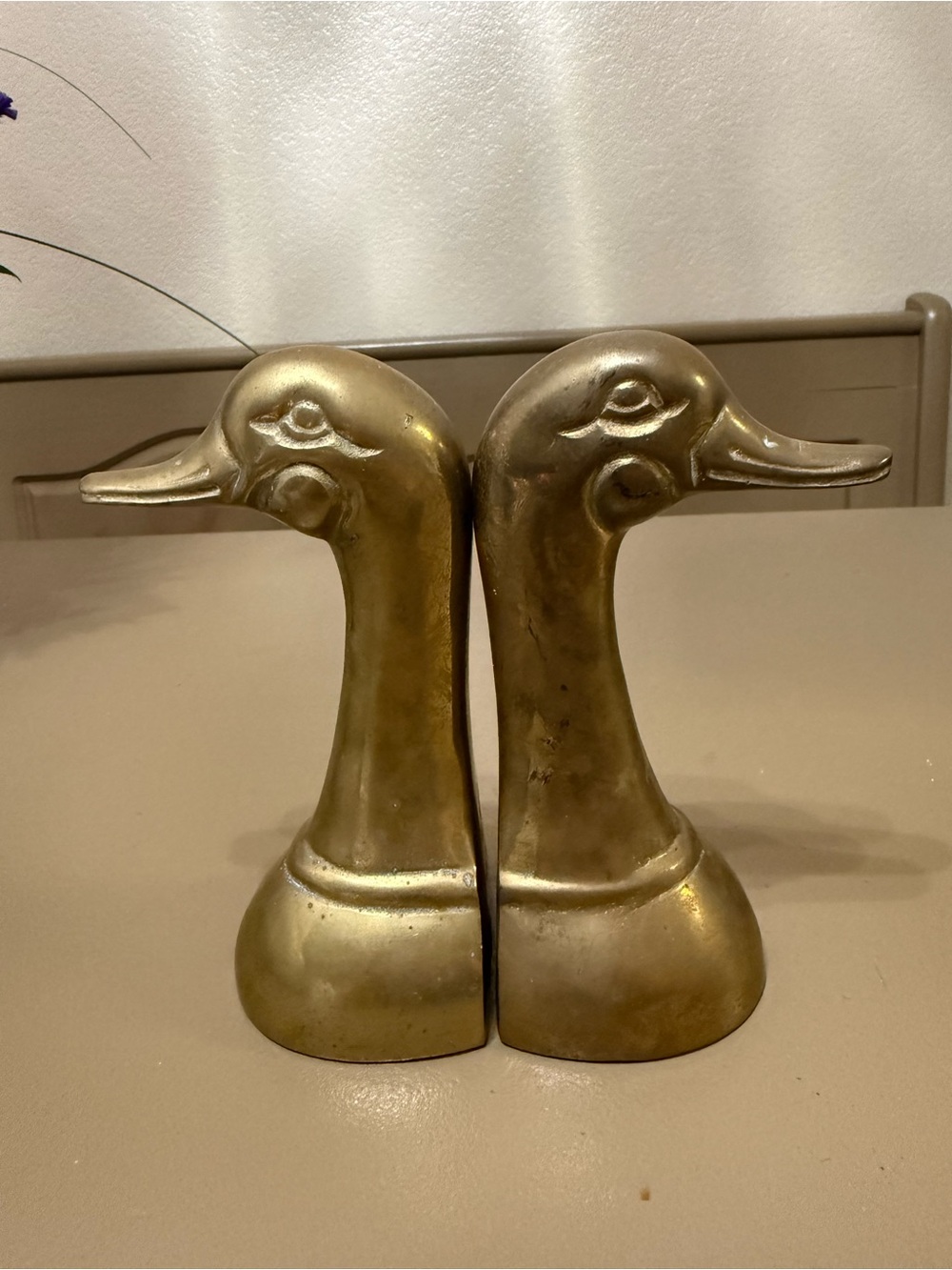 Brass Duck Head Bookends - Pair